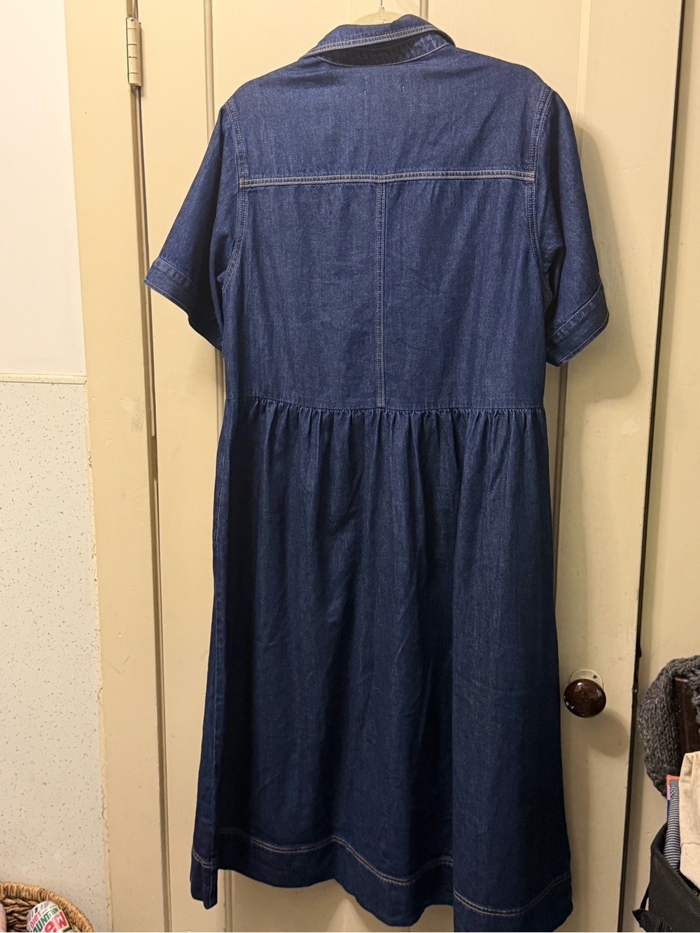 Classic Dark Blue Denim Shirt Midi Dress - Picture 5 of 6